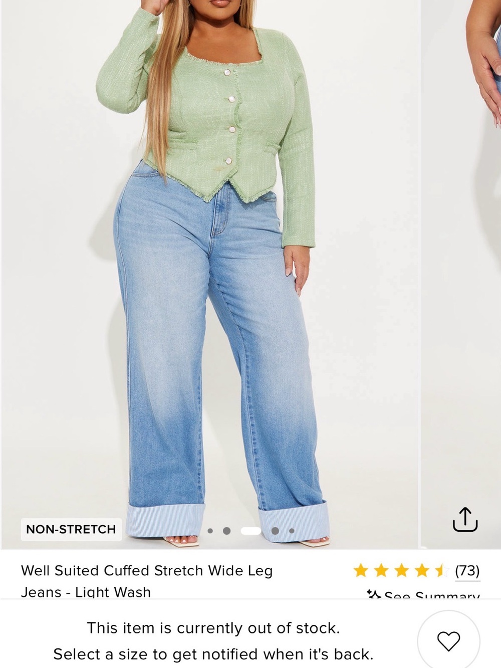 Fashion Nova Curve Well Suited Cuffed Stretch Wide Leg Jeans